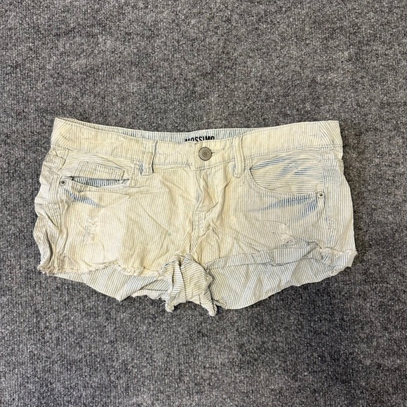 Mossimo Supply Co. Pants - Mossimo Shorts Womens Size 7 Blue Pinstripe Cotton Distressed Raw Hem Casual